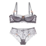 MOYISU French Romance Breathable and Comfortable Breathable Sexy Lace Not Empty Cup Bra Set Pure Desire Girl Super Beautiful