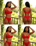 Women's Daily Wear Lingerie Set Red Bra & Panty Comfortable  Underwear for Women sexy bra size 70B-85B B2087
