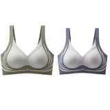 2Pcs/Set Non-wire Push-Up Bras Women's Anti-sagging Lift-up Bra Side Support Adjustable Straps No Show Plus Size Underwear M-4XL