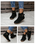 Vintage Women Boots Suede Ankle Boots Fringe Women Shoes Winter Boots Women Side Zipper Casual Shoes Ladies Snow Boot