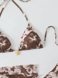 Halter Triangle String Bikinis 2026 Women Sexy Printed Swimsuit 3 Pieces Swimwear Female Bathers Bathing Swimming Swim Suit