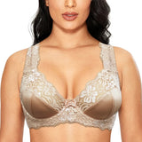 Womens Minimizer Bra Lace Plus Size Brassiere Support Underwire Big Thin Adjusted-straps 36-52 E F G H I Cup