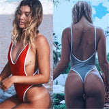 2025 Deep V Neck Thong Swimwear Women One Piece Swimsuit Female Trikini High Cut Monokini Backless Bathing Suit Swim Bodysuit