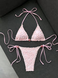 Sexy Yellow 3D Flower Micro Bikini 2026 Women Hole Out Stone Strap Push Up Bra Thong Swimsuit Holiday Bathing Suit Swimwear