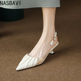Elegant Green Thin Heel Pointed Toe Slippers for Women Summer Fashionable Low Heel Rubber French Sandals New 2026 Top quality
