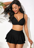 2026 Sexy Ruffled Swimsuit Women Push Up Cross Bikini Women Maple Print Gradient Beach Skirt Bathing Suit Skirt Swimwear Tankini