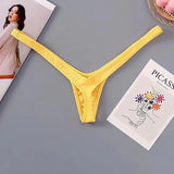 4PCS Thong Sexy Low Waist Mini Panties Deep V Thong Women's Breathable One Line Bikini Bottom Thong Female Panty Women Underwear