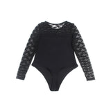 White Lace Teddy Open Crotch Bodysuit Push Up Sexy Swimsuit Material Women Long Sleeve Transparent Sheer Lingerie