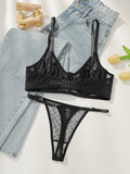 New French style erotic lingerie European and American thin jacquard mesh hollow comfortable bra set MR2669