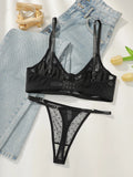 New French style erotic lingerie European and American thin jacquard mesh hollow comfortable bra set MR2669