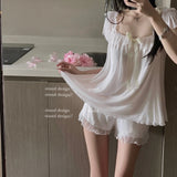 High-quality Set French Sweet Bow Strap Summer Princess Girl Style Thin Square Neck Crop Tops Pink Clothes Outfits For Women 8BH
