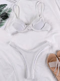 Wrinkled Underwired V-Bar Bikini Swimsuit Female Swimwear Women Two-pieces Bikini set High Cut Bather Bathing Suit Swim Lady