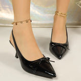 Bow Pointed Toe High Heels Sandals Women Fashion Design Stiletto Heeled Mules Sandals Woman Summer Plus Size 43 Slingback Shoes