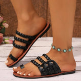 Women Slippers New Summer Fashion Sandals Woven Flat Heel Slippers Flip Flops Beach Lightweight Comfortable Shoes Slides Women
