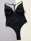 2025 Sexy Cross Bandage Backless Women Thong Swimwear One Piece Swimsuit Female High Cut Monokini Bathing Suit Swim Beach Wear