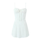 Foridol Lace Up Mini Summer Dress Sundress Women Spaghetti Strap Sexy Short White Beach Vestidos Fishbone Party Club Dress 2025