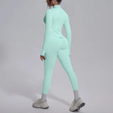 Women's Seamless Yoga Sets Sports Fitness Zipper Long-Sleeve Jacket Slim-fit Hip Lift Pants Suits Workout Training Gym Sets