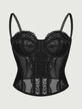 Sexy Lace Fishbone Corset Waist Cincher Casaul Style Tight Camisole Vest Outerwear For Women Backless Sleeveless Charming NPNV