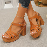 Ankle Buckle Thick High Heels Sandals Women Summer Plus Size Platform Rome Sandals Woman 2026 Super High Heeled Sandalias Mujer