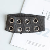 Punk Girl Hollowed Out Eyelets Wide Elastic Headband Stretchy Metal Rock Steampunk for Sports Headbands Hair Accessories