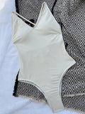 S - XXL V Neck Scrunch Butt Female Swimwear One Piece Swimsuit Women Backless Monokini High Cut Leg Bathing Suit Swim Bodysuit