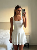 Women’s Summer Tank Dress for Party Club Evening Sleeveless Square Neck A-Line Dress Short Flowy Dress
