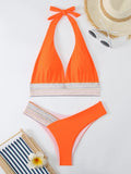 Halter Bikini 2025 Solid Bandage Swimsuit Women Padded High Cut Swimwear Female Bathers Bathing Swimming Swim Suit Beachwear