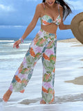 3 Pieces Strappy Bikini 2026 Women Printed Swimsuit Sexy Swimwear Female With Beach Pants Bathers Bathing Swimming Swim Suit