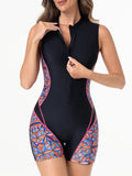 2026 Zipper Rushguard Sleeveless Slim Swimsuit Women One Piece Swimwear Female Bather Bathing Swimming Swim Surf Suit Beachwear
