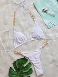 Halter Metal Chains String Micro Thong Bikini Women Swimsuit Female Swimwear Two-pieces Bikini Set Brazilian Bathing Suit Swim