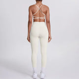 Women's Seamless Yoga Set Cross Back Sports Bra & High Waist Booty Lifting Yoga Leggings Gym Running Fitness Workout Outfit