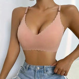 Seamless Ice Silk Ultra-Thin Breathable Bra Comfortable Breathable Underwear Women's Suspender Wavy Sexy Push-up Vest