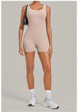 Women's Seamless Yoga Jumpsuits Sports Fitness Gym Sleeveless Backless Hip-lifting Shorts One-piece Training Workout Jumpsuit