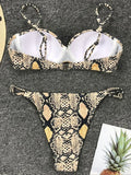 Sexy Snake Printed Underwired Bra Cup Bikini Women Swimsuit Female Swimwear Two pieces Bikini set Micro thong Bathing Suit Swim