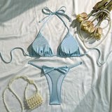 2026 Fashionable and Sexy Split 2-piece Swimsuit Women's Light Lace-up Solid Color Bikini Swimsuit Maillot De Bain 2 Pièce Femme