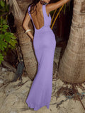Sexy Glitter Backless Knitwear Tank Dress Sleeveless Slim Fishtail Dresses 2025 Women's Party Evening Vestidos Maxi Dress