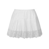 Women's Lace Pleated Skirts Casual Elastic Waist Loose Fit A-line Mini Skirts Summer Casual Bohemian Y2K Skirts