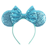 Disney Mickey Mouse Ears Leopard Print Headbands for Girls Baby Women Sequins 5"Bows Hair Accessories Adults Hairbands Kids Gift