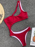 2025 Sexy One shoulder Female Swimwear One piece swimsuit Women Monokini Bather Trikini High cut Out Bathing suit Swim Bodysuit