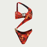 2026 Sexy Halter Swimsuit One Piece Ring Linked Monokini Swimwear Women Bathers Bathing Swimming Swim Suit Female Beachwear