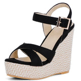 Wedges Sandals Women Summer 2026 Platform High Heels Gladiator Flip Flops Black Pink Knitted Party Shoes Female Large Size 45