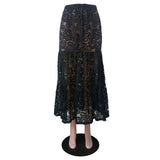 Mesh Sheer Lace Skirts Women High Waist Street Fashion Loose Hollow Out Long Skirt Party Sexy Patchwork Clubwear 2026 50JZ