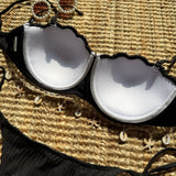 Sexy Ribbed Push Up Shell Pattern Bikinis Sets Two Pieces Plain Swimsuits Back Tie Swimwear Biquini Conjunto De Bikini Tankini