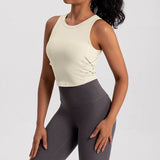 Women's Tight-Fitting Yoga Sports Vest Fixed Chest Pad Sports Bra Breathable Gym Workout Running Top
