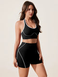 2pcs/set Yoga Sport Bra Shorts Set Sportswear Woman Gym High Waist Seamless Workout Shorts Leggings Activewear Women's Tracksuit