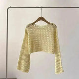 Boho Crochet Knit Crop Top for Summer Beach