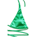 Sexy Satin Halter Brazilian Padded Bikini Female Swimsuit Women Swimwear Two-Pieces Bikini Set Bather Bathing Suit Swim V4966S