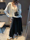 Spliced Lace Elastic High-waisted Slimming Skirt White Lace Trim Skirt Elastic Waist Casual Summer Style Skirt For Women 6S7Q