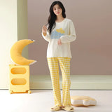 Pure cotton pajamas for women, long-sleeved trousers, can be worn outside, pure cotton home clothes, Class A antibacterial 100%