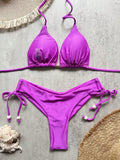New Solid Color Bikini Set 2026 Women's Swimsuit Hanging Neck Rope Split Swimsuit 2-piece Set Summer Beachwear